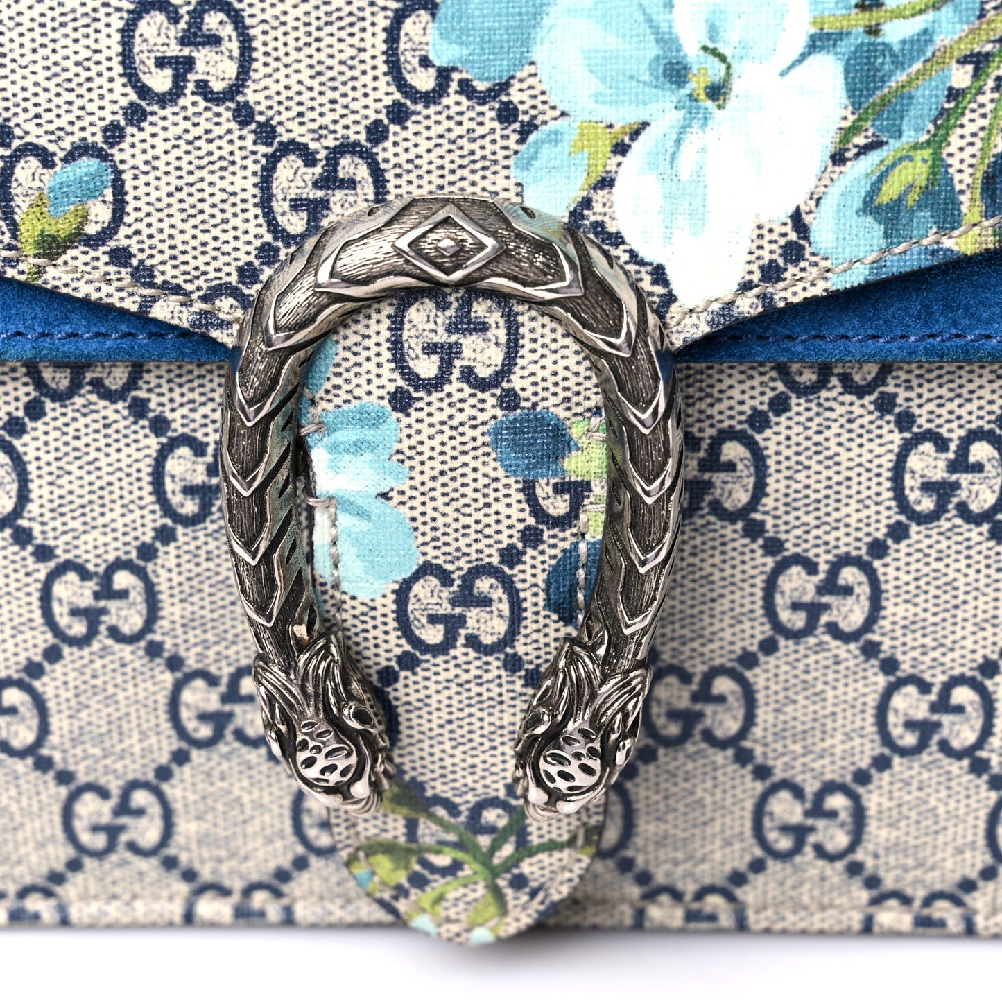 GG Supreme Monogram Blooms Mini Dionysus Shoulder Bag Beige Navy Vintage Blue