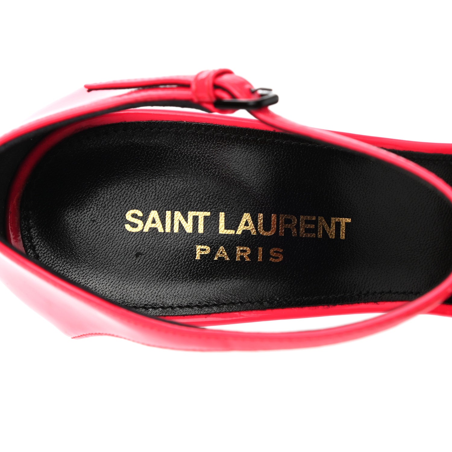 Saint Laurent Patent Anja 105 Ankle Strap Pointed Pumps 37.5 Fuxia Fluo 7 of 9
