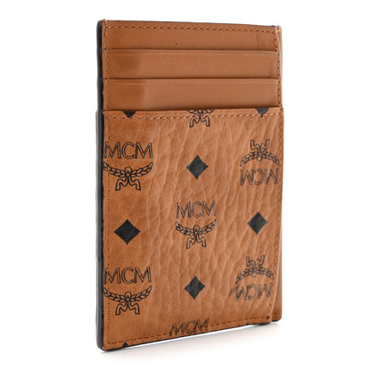 MCM Visetos Money Clip Card Case Cognac 3 of 12