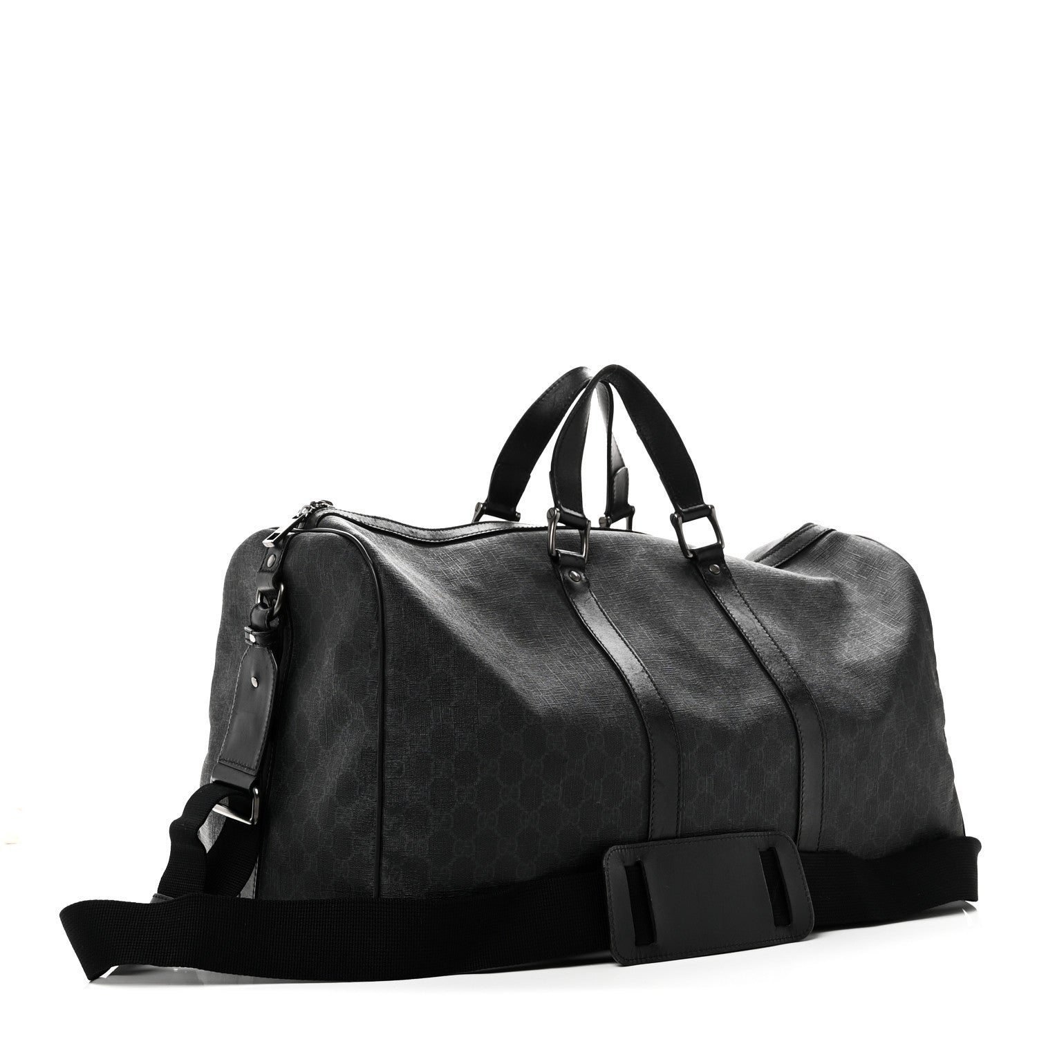 Gucci GG Supreme Monogram Medium Carry-On Duffle Bag Black Grey 2 of 9