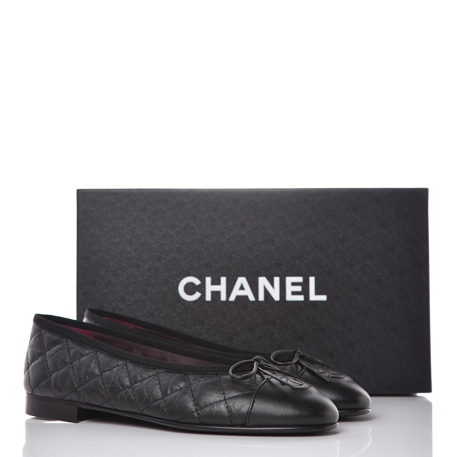 Chanel Aged Calfskin Quilted Cap Toe Ballerina Flats 36.5 Black 9 of 9