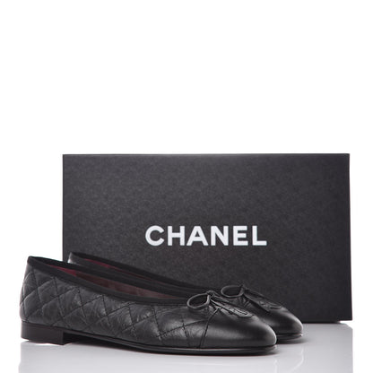 Chanel Aged Calfskin Quilted Cap Toe Ballerina Flats 36.5 Black 9 of 9