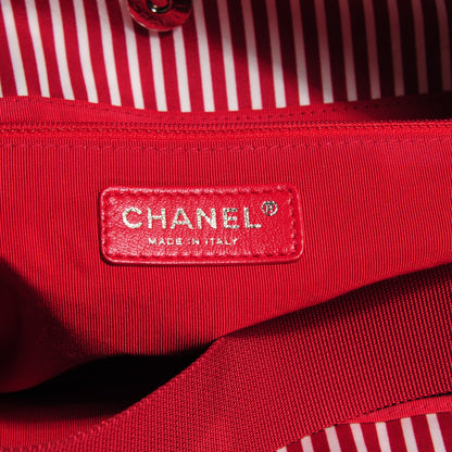 Chanel Grosgrain Striped Tote Red White 7 of 8