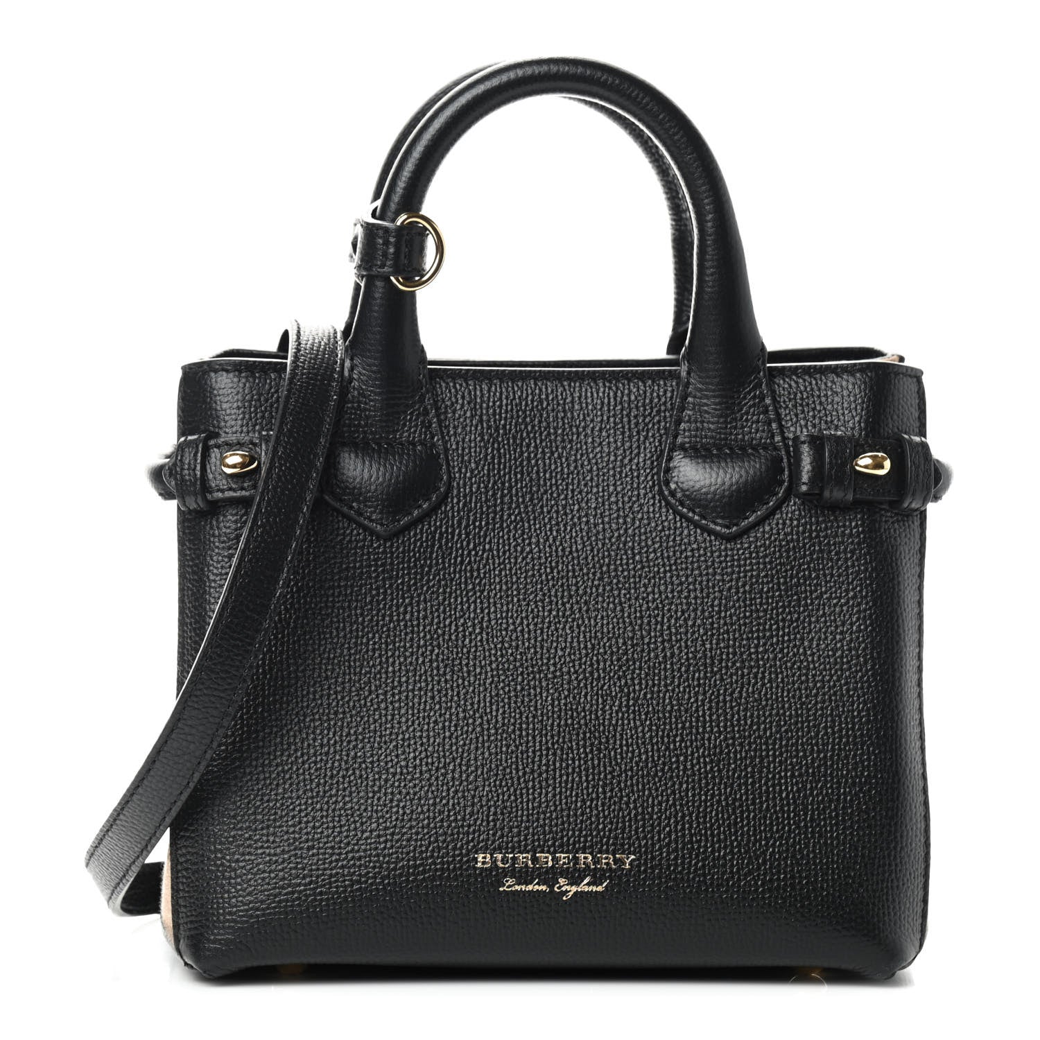 Burberry Derby Calfskin House Check Baby Banner Tote Black 1 of 8