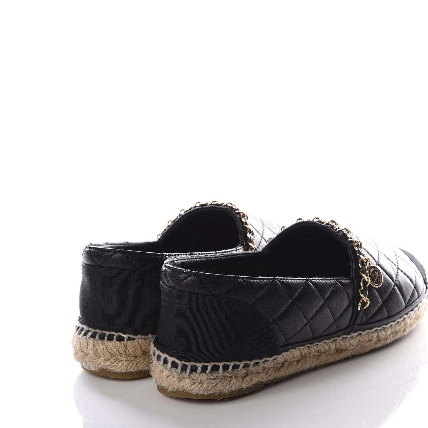Lambskin Quilted CC Chain Espadrilles 39 Black