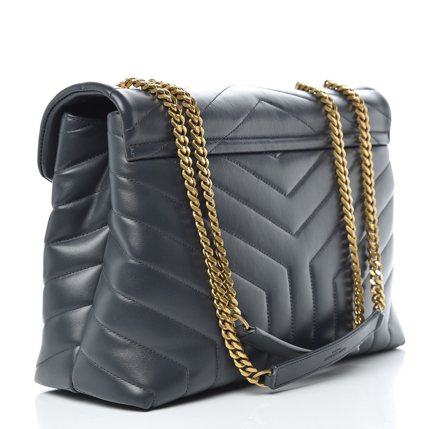 Saint Laurent Calfskin Y Quilted Monogram Medium Loulou Chain Satchel Asphalt 3 of 11