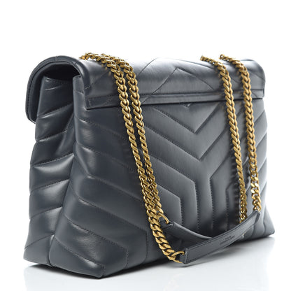 Saint Laurent Calfskin Y Quilted Monogram Medium Loulou Chain Satchel Asphalt 3 of 11