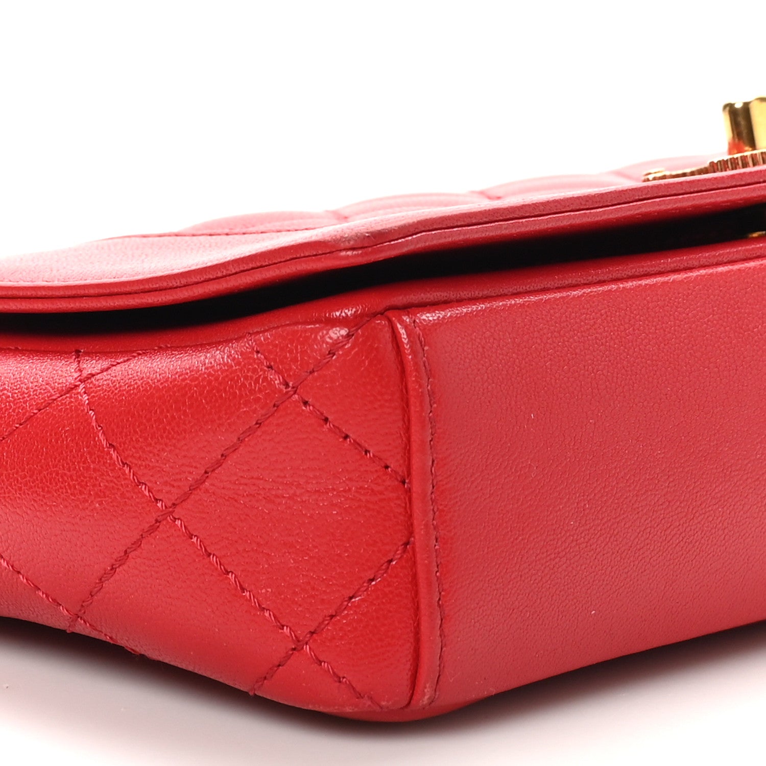 Chanel Sheepskin Quilted Medium Vintage Mademoiselle Flap Red 9 of 10