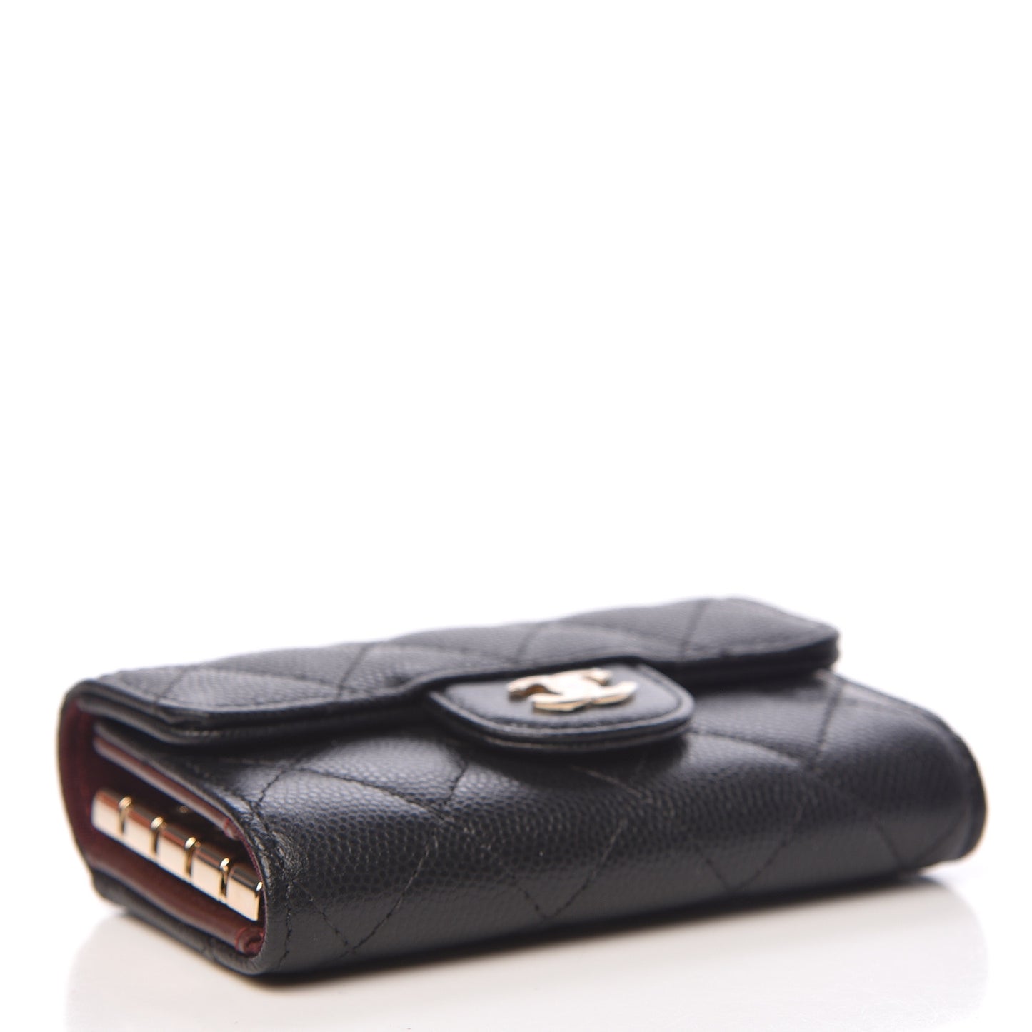 Caviar Quilted Classic 4 Key Holder Wallet Black