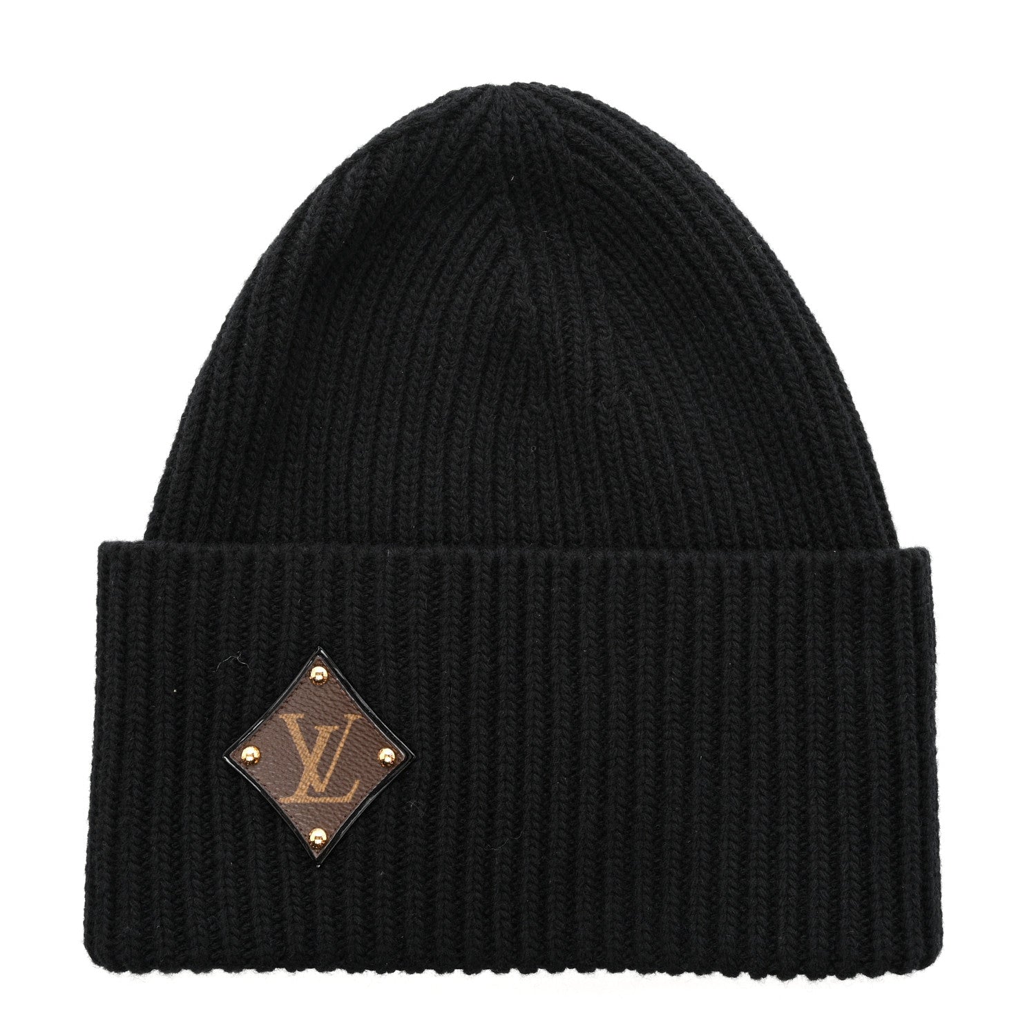 Louis Vuitton Wool LV initials Monogram Beanie Hat Black 1 of 5