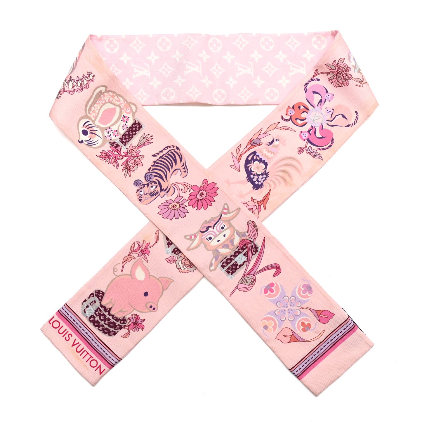 Silk Monogram Superstition Bandeau Rose Clair