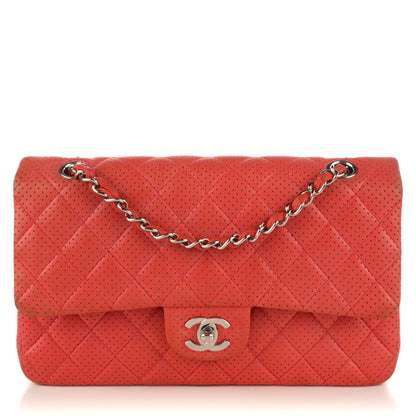 Chanel Lambskin Perforated Medium Double Flap Red 1 of 18