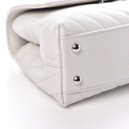 Chanel Iridescent Caviar Chevron Quilted Mini Coco Handle Flap White 5 of 11