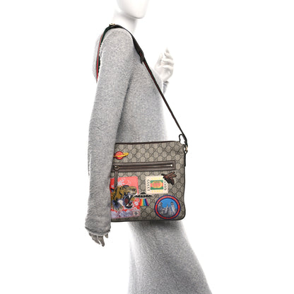 Gucci Soft GG Supreme Monogram Courier Web Medium Flat Messenger Bag Beige New Acero Multicolor 2 of 10