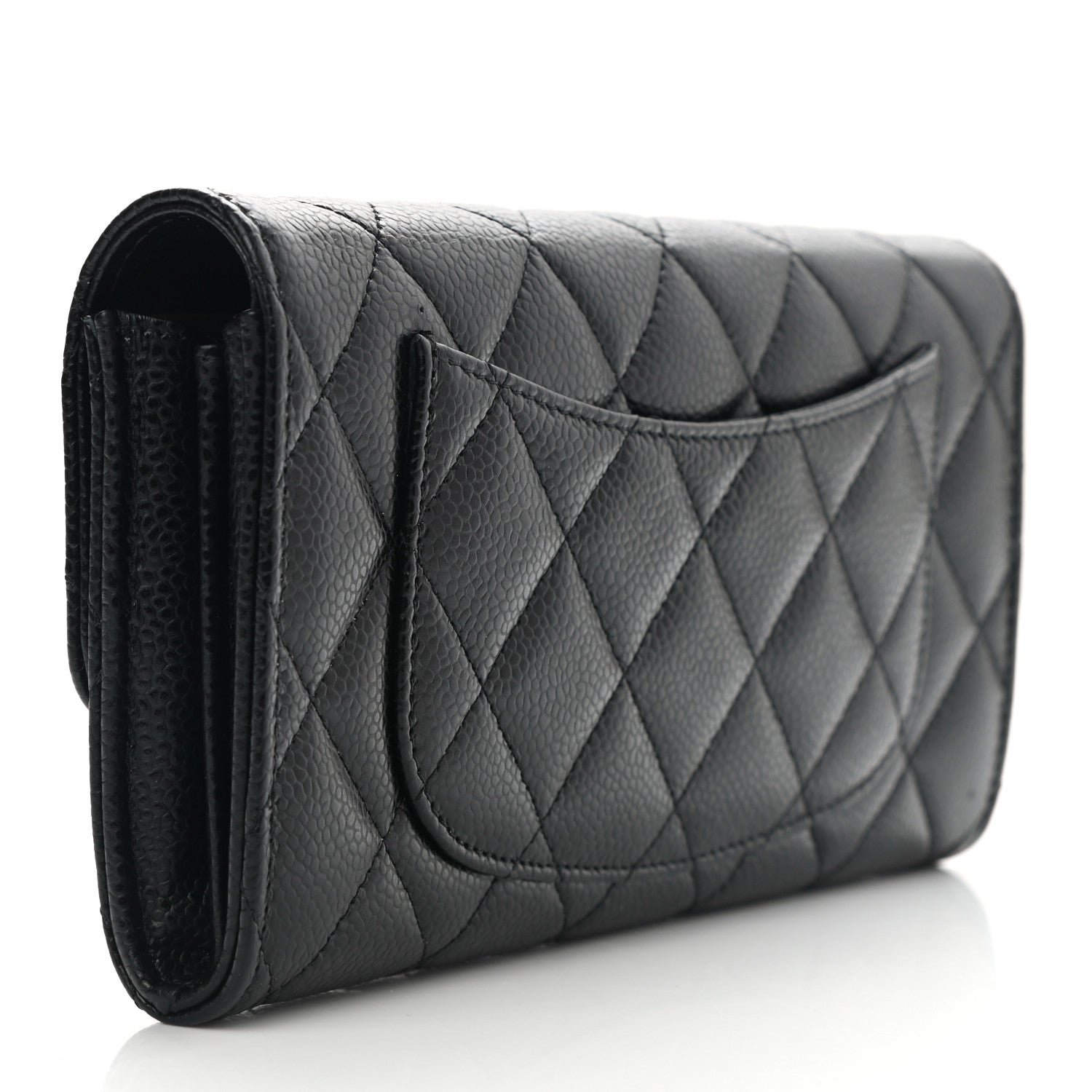 Chanel Caviar Quilted Large Gusset Flap Wallet Black 3 of 10