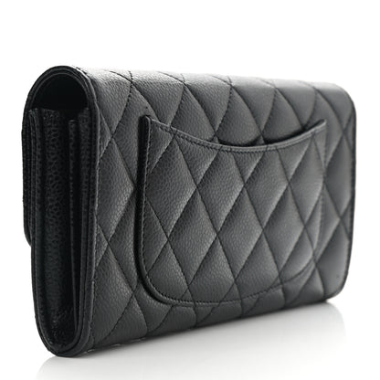 Chanel Caviar Quilted Large Gusset Flap Wallet Black 3 of 10