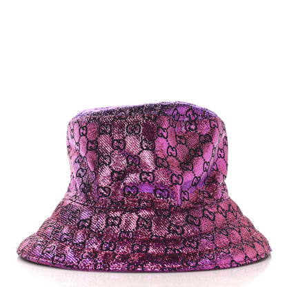 Gucci Canvas Lame GG Monogram Reversible Bucket Hat S Fuxia Pink 13 of 14