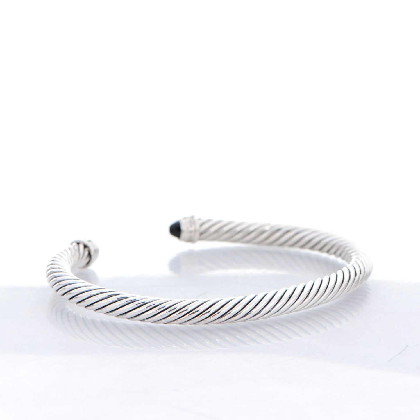 Sterling Silver Diamond Pave Black Onyx 5mm Cable Classics Bracelet