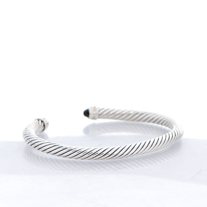 David Yurman Sterling Silver Diamond Pave Black Onyx 5mm Cable Classics Bracelet 3 of 5