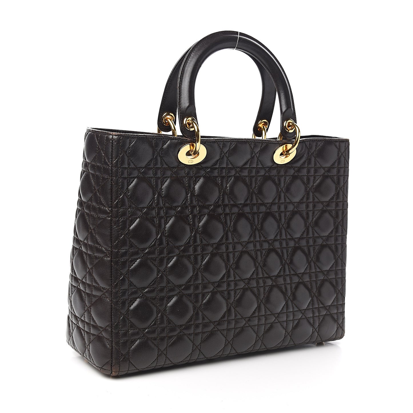 Lambskin Cannage Large Lady Dior Dark Brown