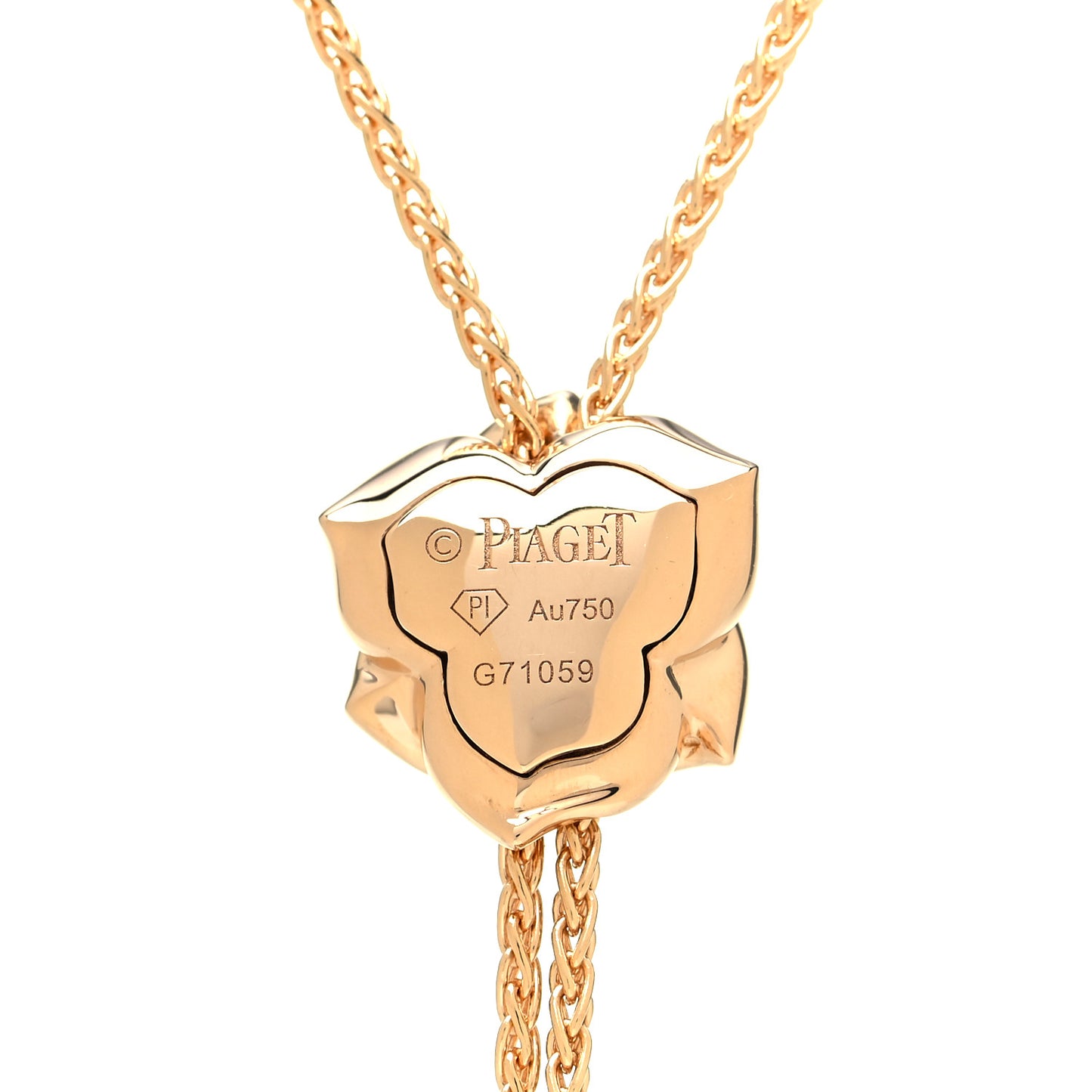 18K Rose Gold Diamond Rose Lariat Pendant Necklace