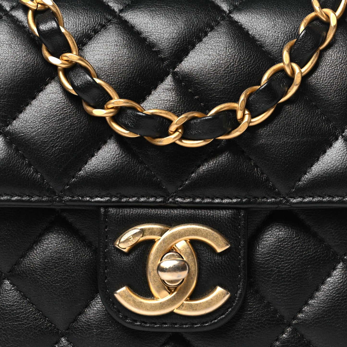 Lambskin Quilted Casino Chips Mini Flap Black