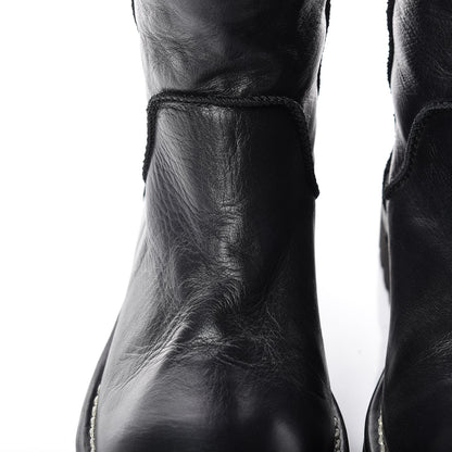 Chanel Calfskin Motorcycle Zipper Boots 38 Black Burgundy 10 of 12