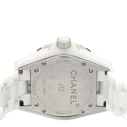 Chanel Stainless Steel Ceramic Diamond 38mm J12 Automatic Watch White 4 of 4