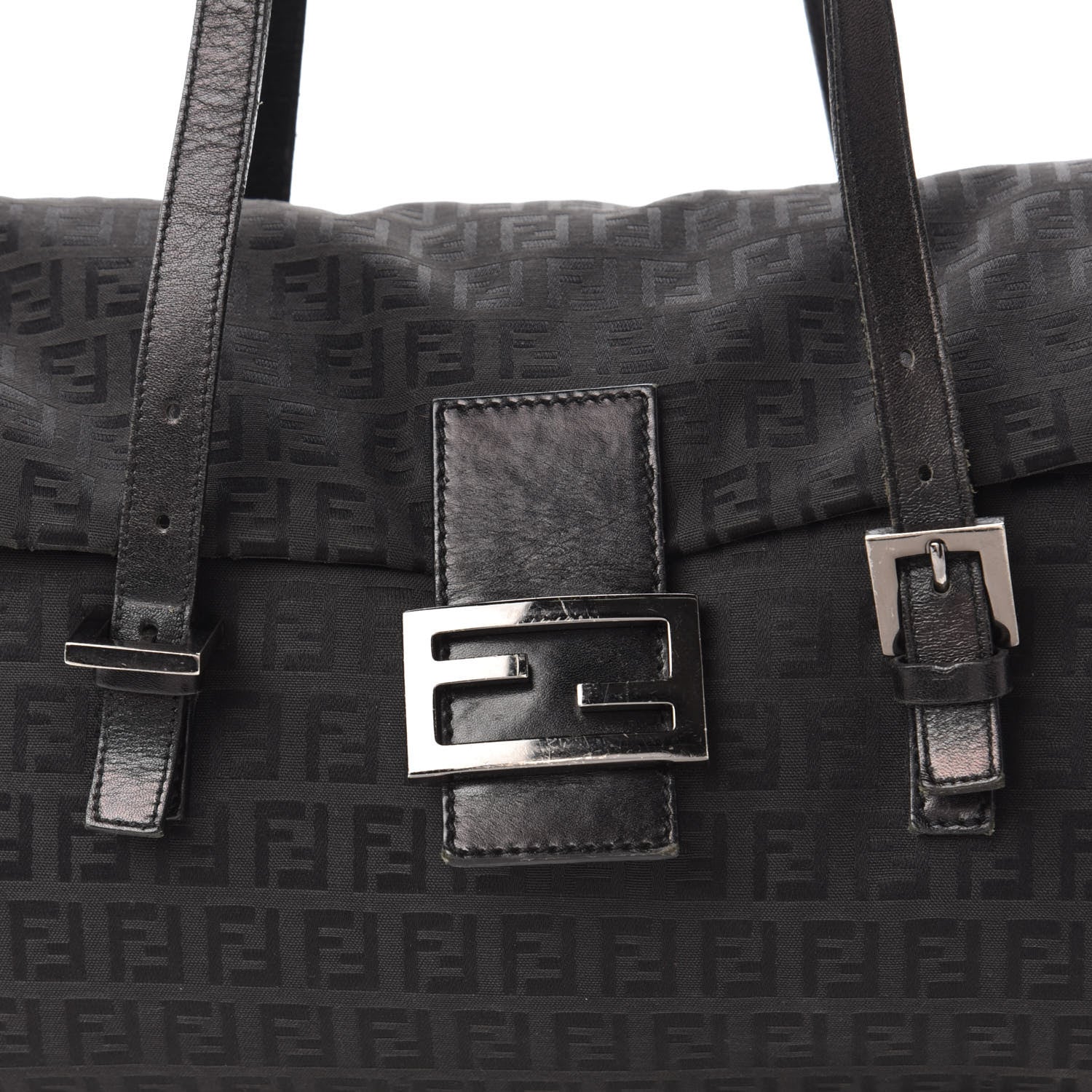 Fendi Zucchino Flap Shoulder Bag Black 9 of 9