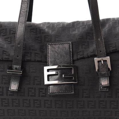 Fendi Zucchino Flap Shoulder Bag Black 9 of 9