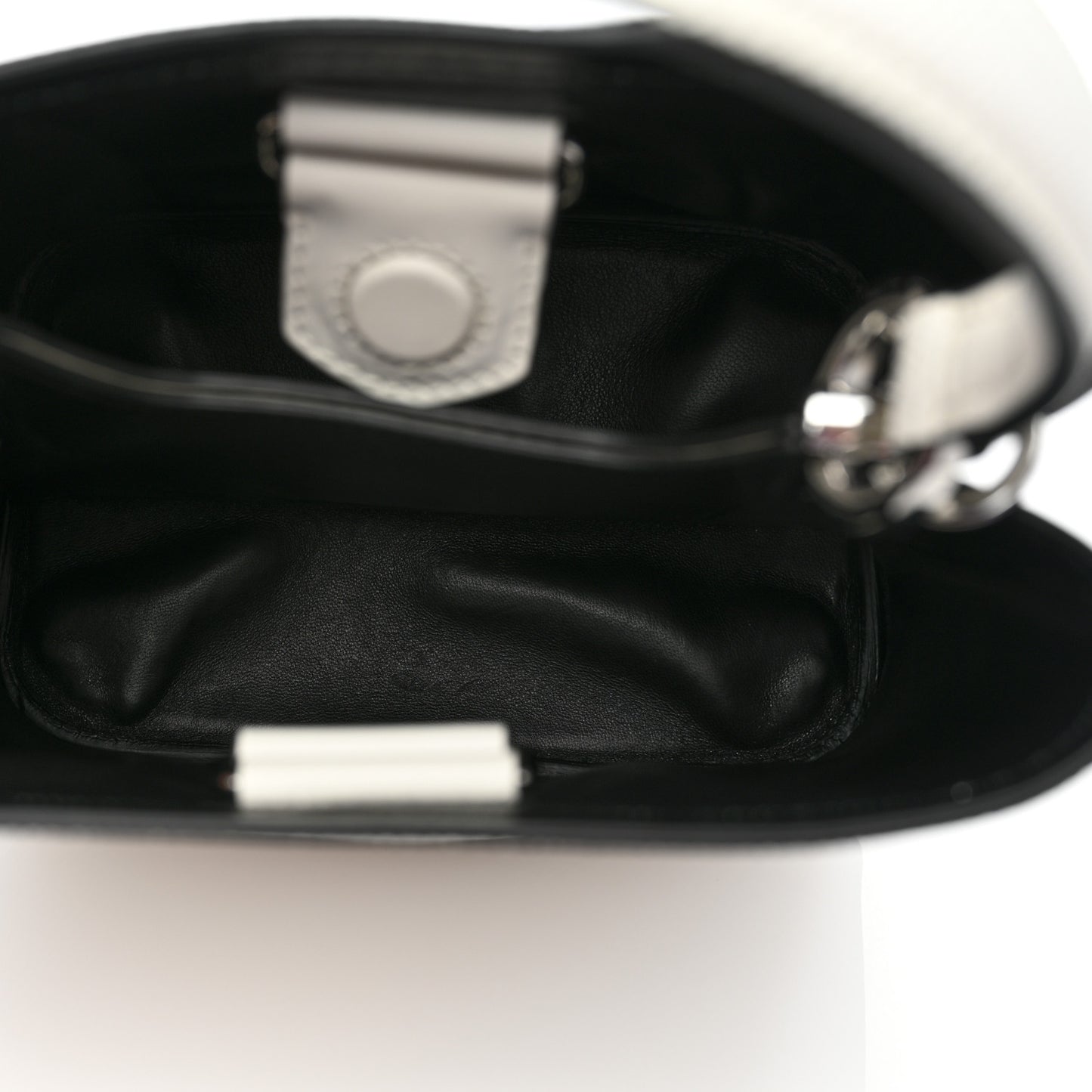 Saffiano Cuir Crystal Small Panier Bucket Bag White Black