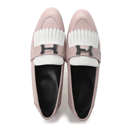 Hermes Goatskin Womens Royal Loafers 39 Rose Porcelain White 2 of 9