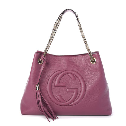 Gucci Pebbled Calfskin Medium Soho Chain Shoulder Bag Peonia Flower 1 of 11