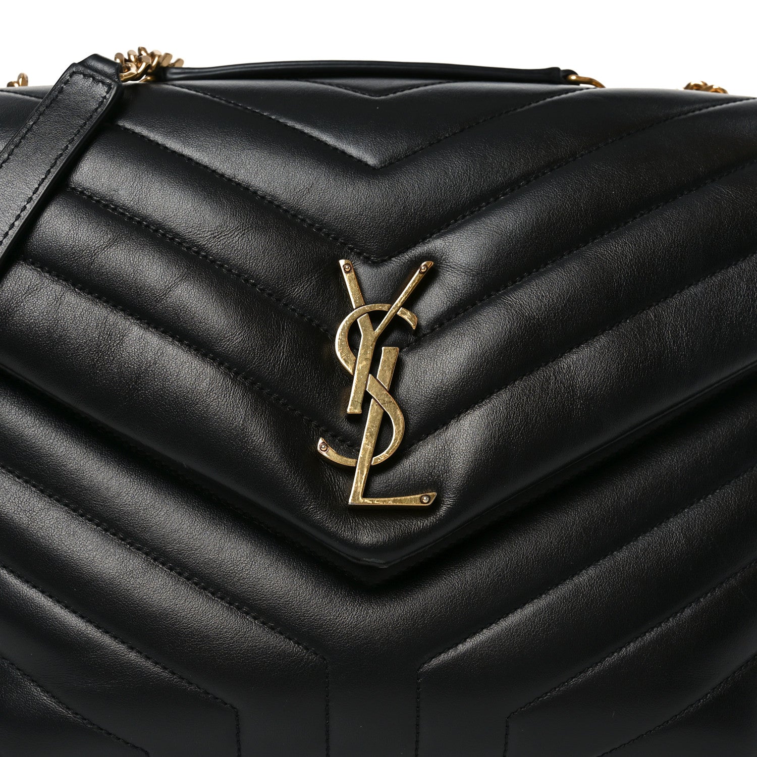 Saint Laurent Calfskin Y Quilted Monogram Medium Loulou Chain Satchel Black 8 of 10