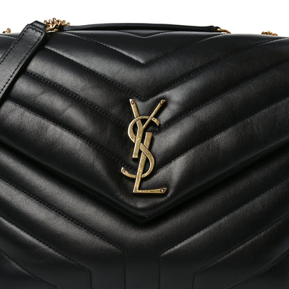 Saint Laurent Calfskin Y Quilted Monogram Medium Loulou Chain Satchel Black 8 of 10