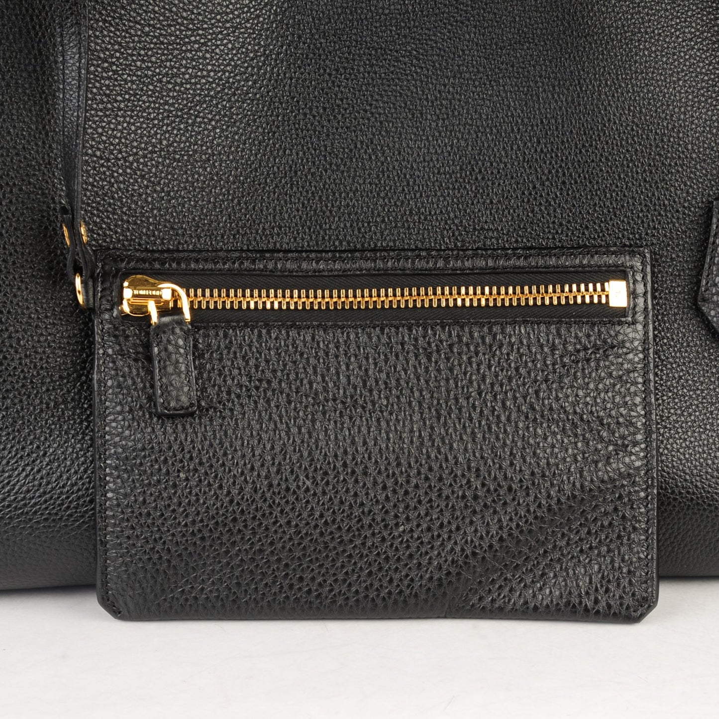 Grained Calfskin Alix Padlock Zip Tote Black