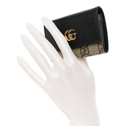 Gucci Dollar Calfskin GG Supreme Monogram GG Marmont 6 Key Holder Case Black Beige Ebony 2 of 8