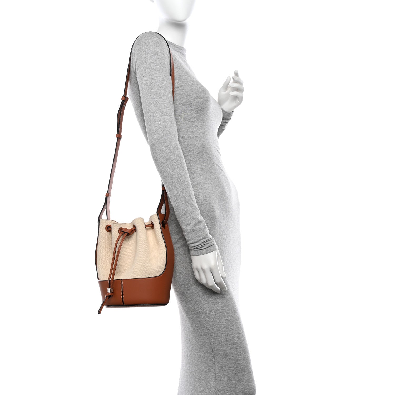 Loewe Canvas Calfskin Balloon Bucket Bag Ecru Tan 2 of 10