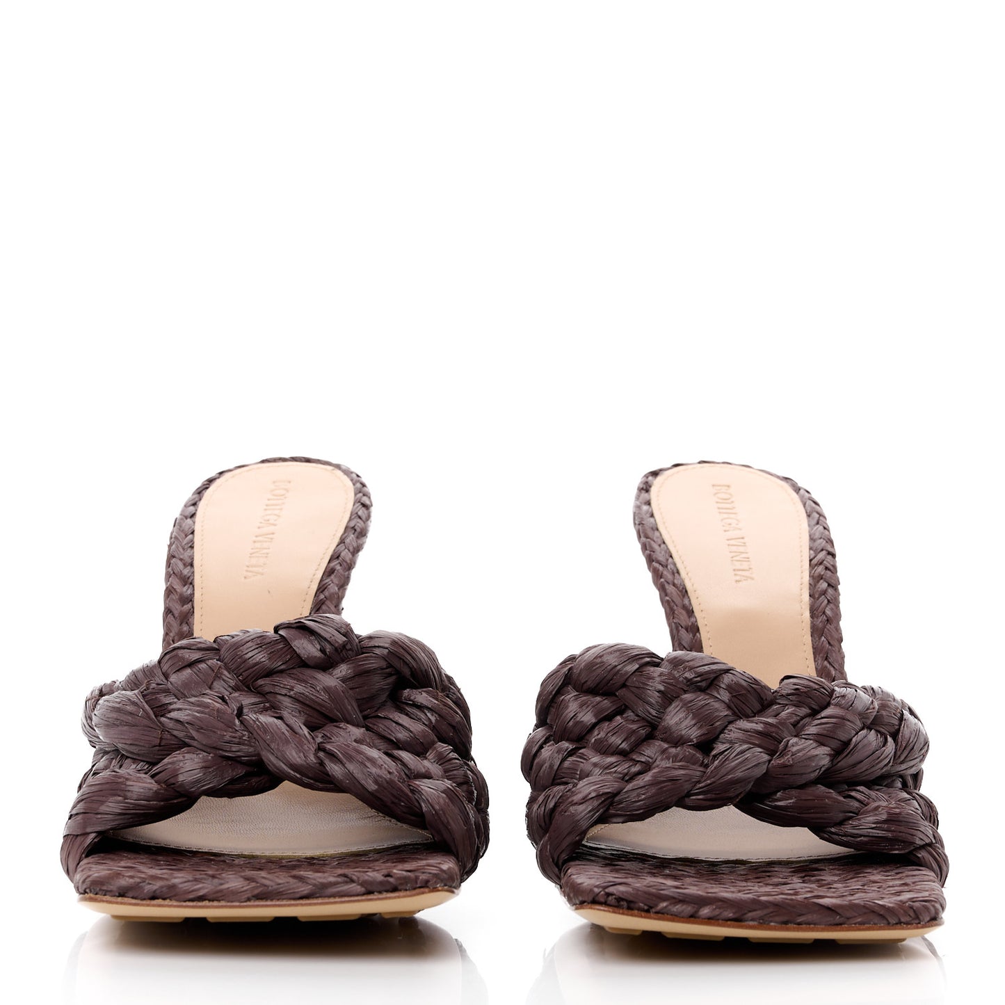 Raffia Twisted Intrecciato Stretch Mule Sandals 39 Bitter Chocolate