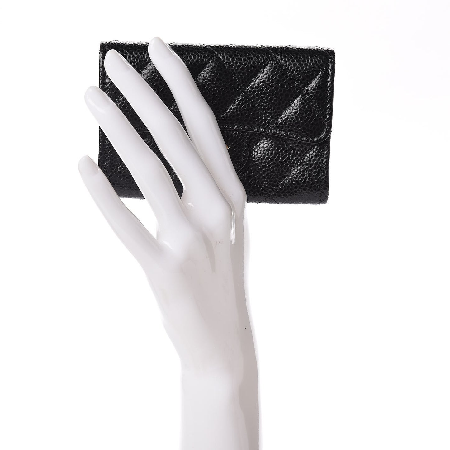 Caviar Quilted Flap Card Holder Black