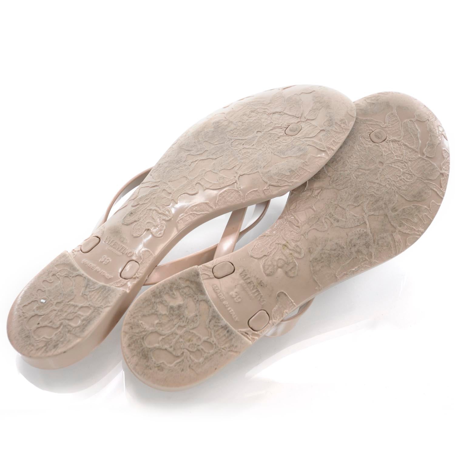 Valentino Garavani PVC Jelly Rose Thong Sandals 39 Poudre 5 of 5