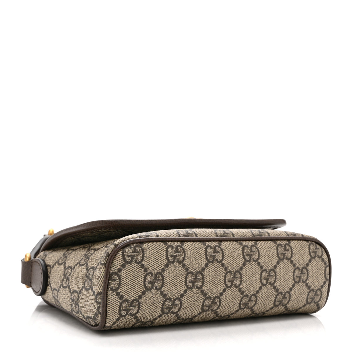 Gucci GG Supreme Monogram Textured Dollar Calfskin Web Mini Ophidia Shoulder Bag Beige Ebony New Acero 4 of 11