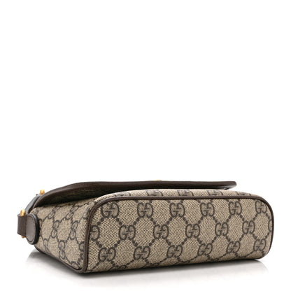 Gucci GG Supreme Monogram Textured Dollar Calfskin Web Mini Ophidia Shoulder Bag Beige Ebony New Acero 4 of 11