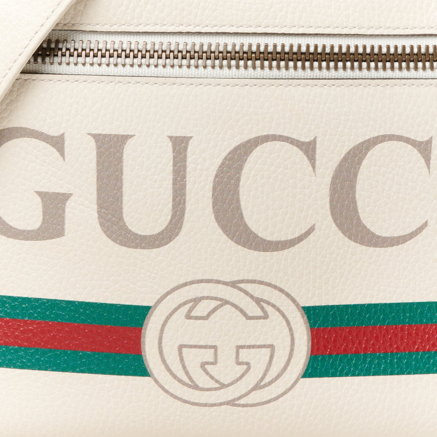 Gucci Pebbled Calfskin Logo Messenger Bag White 9 of 11