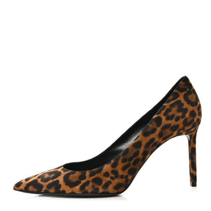 Saint Laurent Suede Leopard Printed Anja Pumps 39.5 Natural Coffee 1 of 8