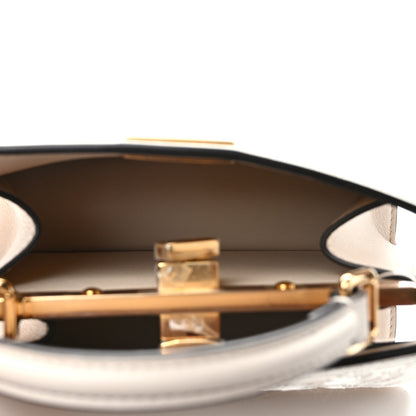 Fendi Vitello Seta Shiny Nappa Floral Embroidered Petite Peekaboo I SEE U Satchel Camelia White Ice 5 of 11