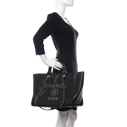 Chanel Caviar Medium Studded Deauville Tote Black 2 of 12
