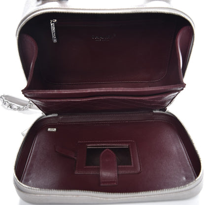Chanel Metallic Caviar Quilted Large CC Filigree Vanity Case Silver 5 of 8