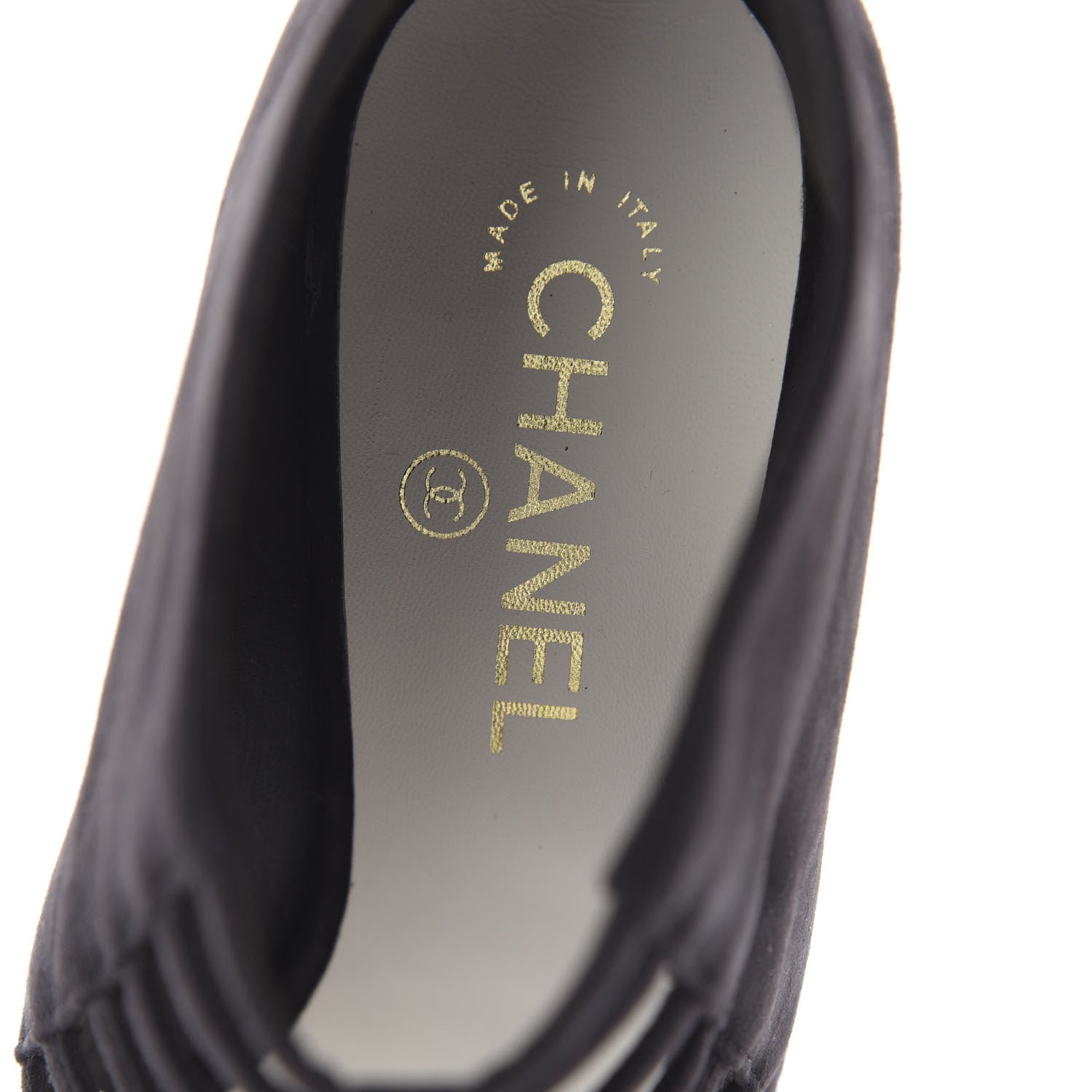 Chanel Suede Pearl Open Toe Caged Ankle Boots 40 Dark Grey 5 of 7
