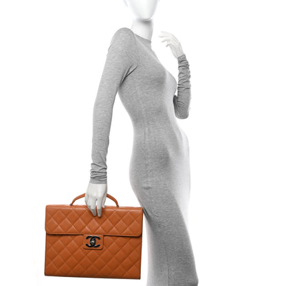 Chanel Caviar Quilted Briefcase Laptop Bag Light Brown 2 of 15